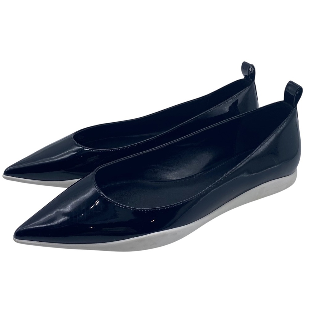 Michael Kors Kamari Flats Sz 7.5 Black Patent Leather Pointed Toe Designer Chic
